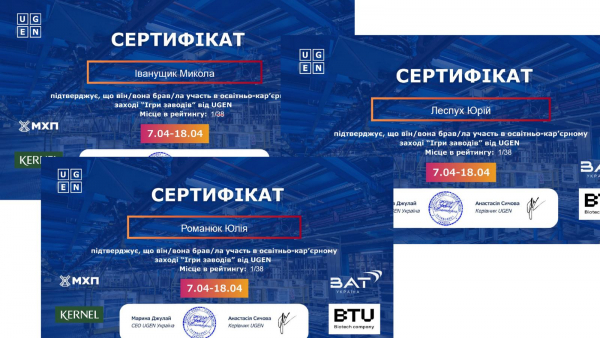 Сертифікати переможців