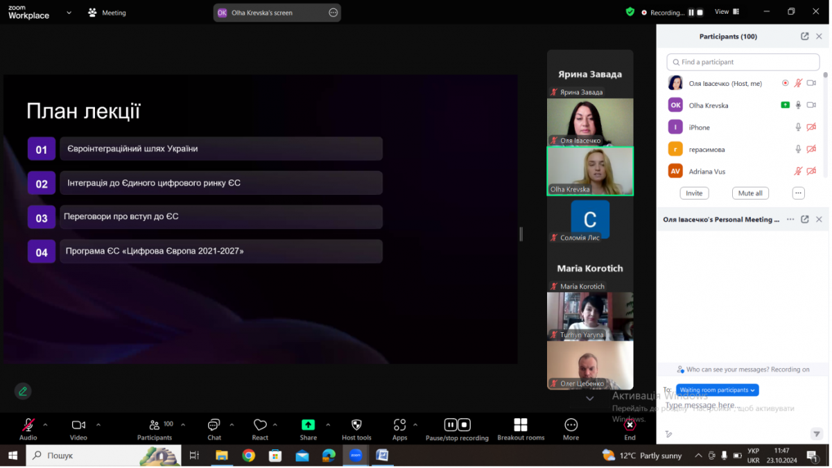 Скріншот з онлайн-лекції