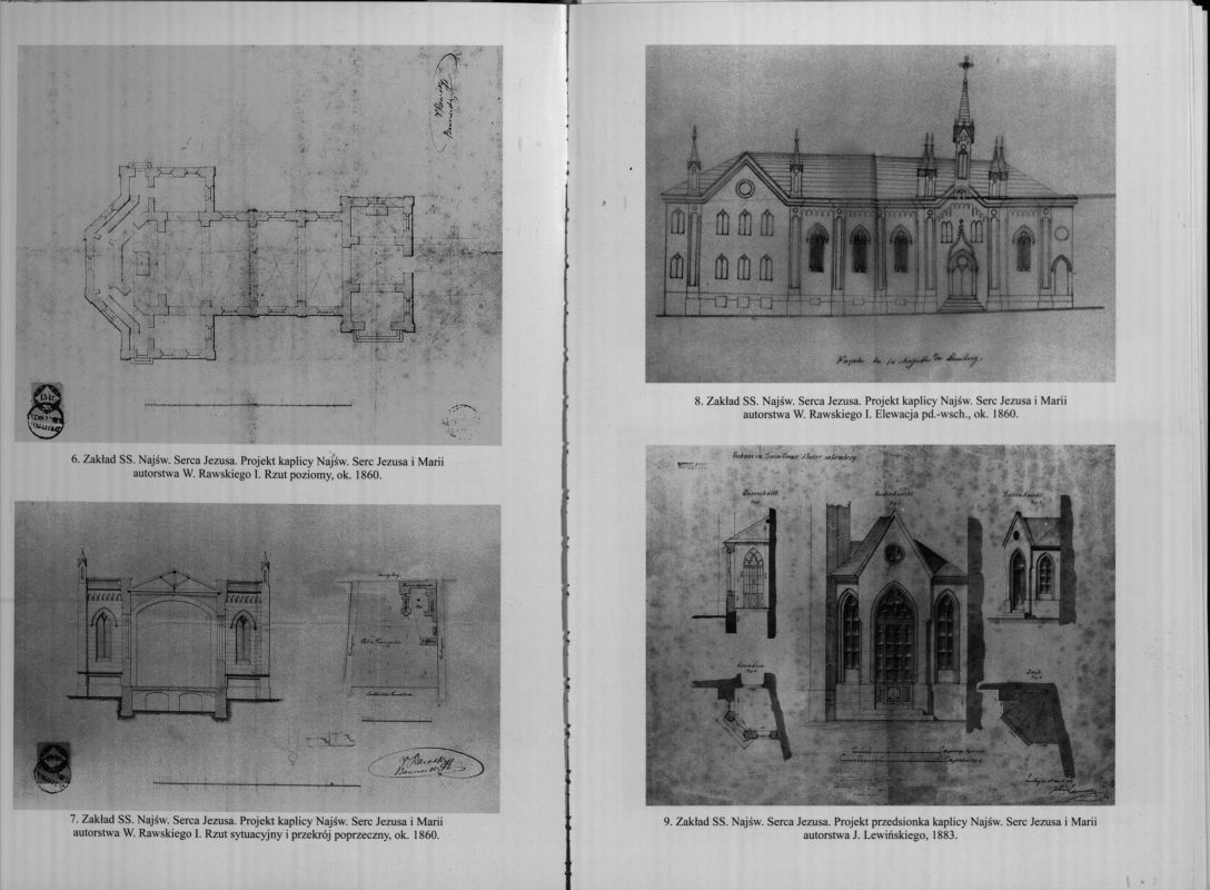 Архівні креслення авторства В. Равського-старшого з книги Jan K. Ostrowski (red. nauk.) «Kościoły i klasztory Lwowa z wieków XIX i XX. Część I, tom 12. Materiały do Dziejów Sztuki Sakralnej». Kraków, 2004.