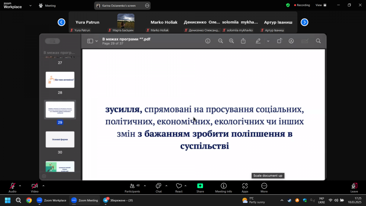 Скріншот з онлайн-тренінгу