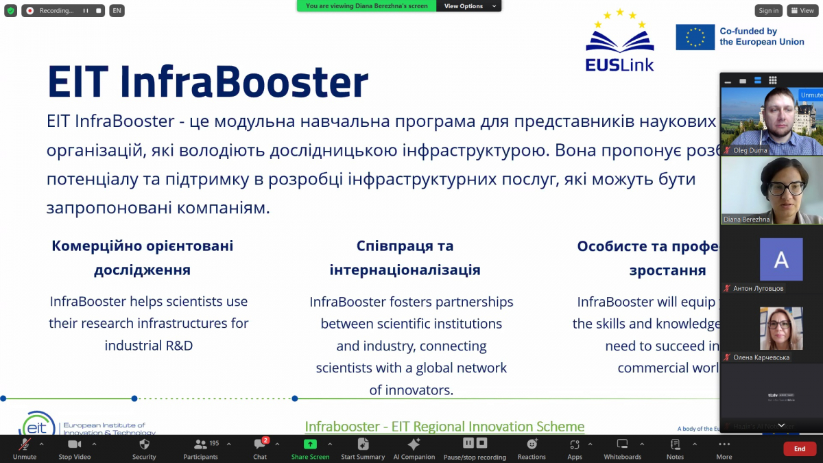 Скріншот з онлайн-заходу проєкту